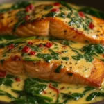 Creamy Spinach and Roasted Red Pepper Salmon