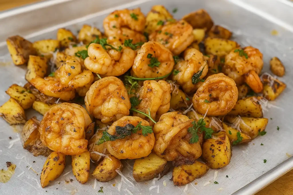Parmesan Encrusted Shrimp with Baked Herb Potatoes