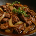 Tender Beef Strips Sautéed with Caramelized Onions